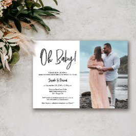 Einfaches modernes Foto Oh Baby Couple Dusche Einladung
