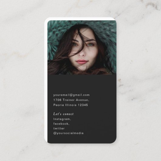 Einfaches, modernes Foto QR-Code Visitenkarte (Rückseite)