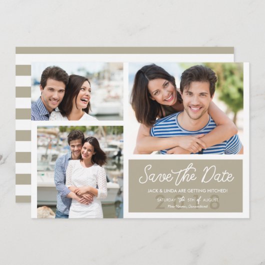 Einfaches modernes Foto rettet die Daten in Ecru Save The Date (Vorne/Hinten)
