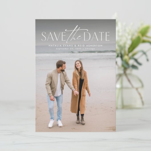 Einfaches, modernes Foto Save The Date (Stehend Vorderseite)
