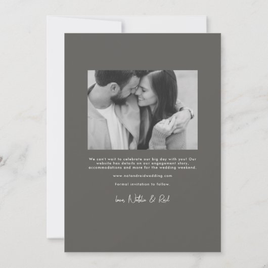 Einfaches, modernes Foto Save The Date (Rückseite)