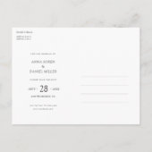 Einfaches, modernes Foto Save the Date Ankündigungspostkarte (Rückseite)