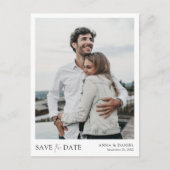 Einfaches, modernes Foto Save the Date Ankündigungspostkarte (Vorderseite)