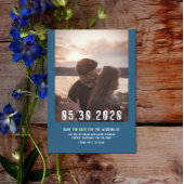 Einfaches modernes Foto Save the Date | Blau