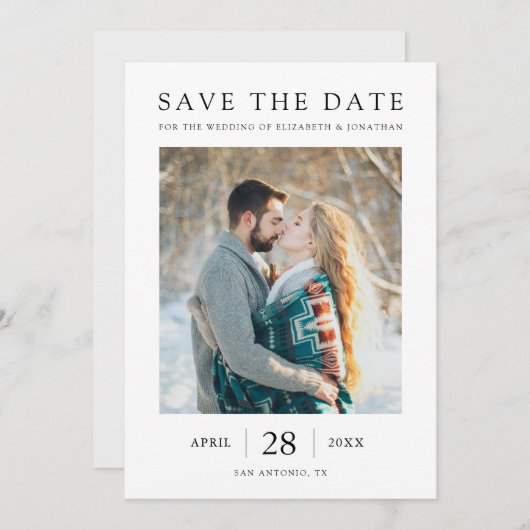 Einfaches, modernes Foto Save the Date einladen (Vorne/Hinten)
