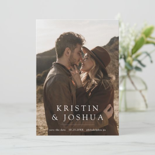 Einfaches modernes Foto Save the Date Einladung (Stehend Vorderseite)