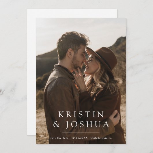 Einfaches modernes Foto Save the Date Einladung (Vorne/Hinten)