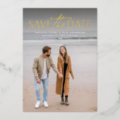 Einfaches, modernes Foto Save the Date Folieneinladung (Vorderseite)