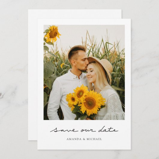 Einfaches modernes Foto Save the Date Hochzeitsrei (Vorne/Hinten)