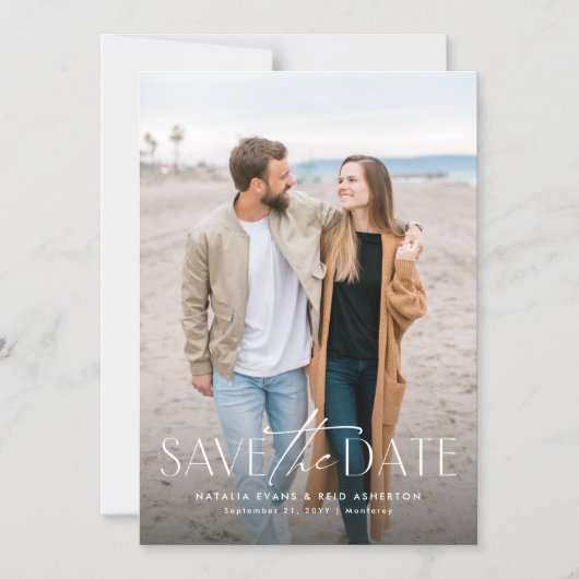 Einfaches, modernes Foto Save the Date Magneteinladung (Vorderseite)