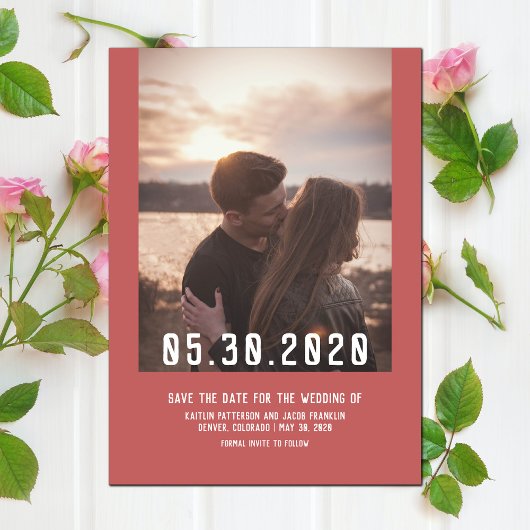 Einfaches modernes Foto Save the Date | Rot