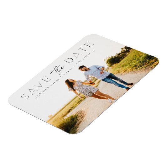 Einfaches modernes Foto Save the Date Thin Magnet (Linke Seite)