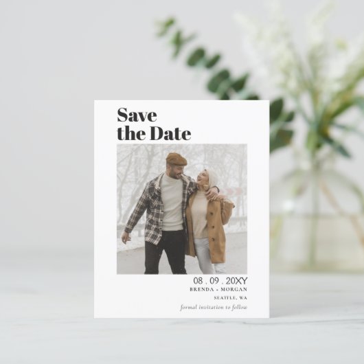 Einfaches modernes Foto speichert die Datumskarten (Stehend Vorderseite)