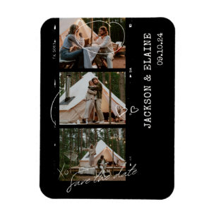 Einfaches modernes Foto-Streifen Save-the-Date Magnet