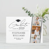 Einfaches modernes Foto Streifen Weißer Abschluss Ankündigung (Stehend Vorderseite)