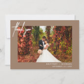Einfaches modernes Foto Tan Wedding Dankeskarte (Vorderseite)