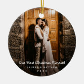 Einfaches modernes Foto Unser erstes Weihnachtsfes Keramik Ornament (Vorne)