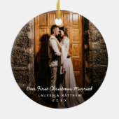 Einfaches modernes Foto Unser erstes Weihnachtsfes Keramik Ornament (Hinten)