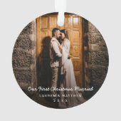 Einfaches modernes Foto Unser erstes Weihnachtsfes Ornament (Rückseite)