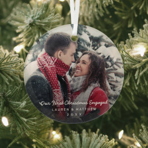 Einfaches modernes Foto Unser erstes Weihnachtsfes Ornament Aus Glas