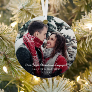 Einfaches modernes Foto Unser erstes Weihnachtsfes Ornament Aus Metall