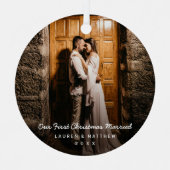 Einfaches modernes Foto Unsere ersten Weihnachten Ornament Aus Metall (Vorderseite)