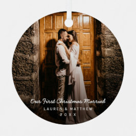 Einfaches modernes Foto Unsere ersten Weihnachten  Ornament Aus Metall