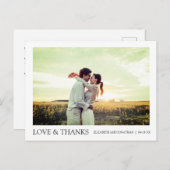 Einfaches modernes Foto Vielen Dank für Ihre Hochz Ankündigungspostkarte (Vorne/Hinten)