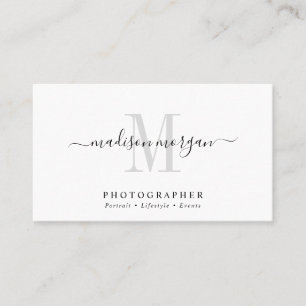 Einfaches modernes Fotografenskript-Monogramm Visitenkarte