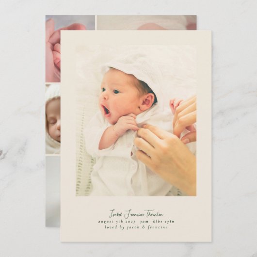 einfaches, modernes Frame 5 Collage Foto Script Ba Ankündigung (Vorne/Hinten)