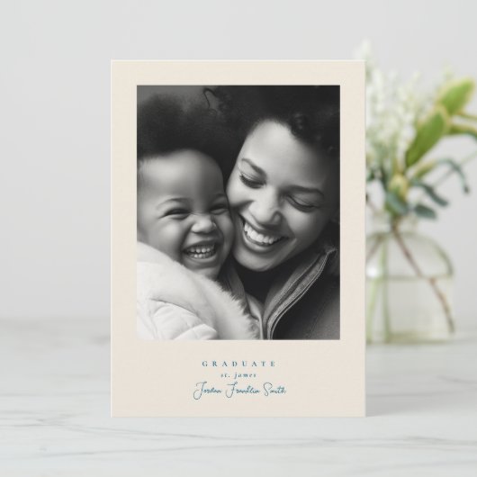 einfaches, modernes Frame 5 Foto Script Abschluss Ankündigung (Stehend Vorderseite)