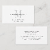 Einfaches modernes Friseurskript-Monogramm Visitenkarte (Vorne/Hinten)