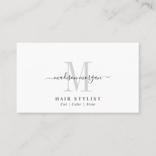 Einfaches modernes Friseurskript-Monogramm Visitenkarte