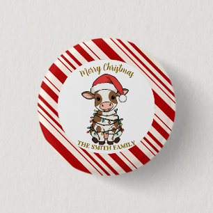 Einfaches modernes frohes Weihnachten Kalb Kuh Och Button