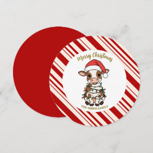 Einfaches modernes frohes Weihnachten Kalb Kuh Och Einladung