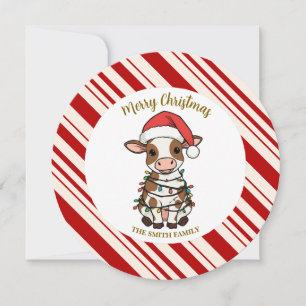 Einfaches modernes frohes Weihnachten Kalb Kuh Och Save The Date