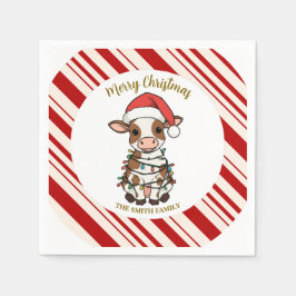 Einfaches modernes frohes Weihnachten Kalb Kuh OX Serviette