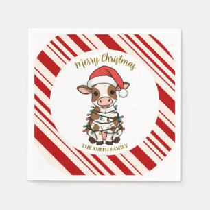 Einfaches modernes frohes Weihnachten Kalb Kuh OX Serviette