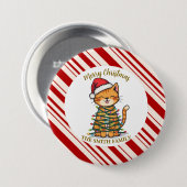Einfaches modernes frohes Weihnachts-Kätzchen CatM Button (Vorne & Hinten)