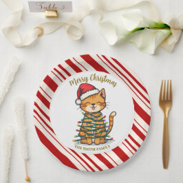 Einfaches modernes frohes Weihnachts-Kätzchen CatM Pappteller