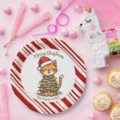Einfaches modernes frohes Weihnachts-Kätzchen CatM Pappteller (Party)
