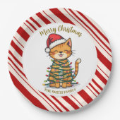 Einfaches modernes frohes Weihnachts-Kätzchen CatM Pappteller (Vorderseite)