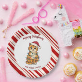 Einfaches modernes frohes Weihnachts-Kätzchen CatM Pappteller (Party)