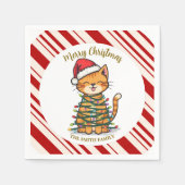 Einfaches modernes frohes Weihnachts-Kätzchen CatM Serviette (Vorderseite)