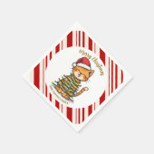 Einfaches modernes frohes Weihnachts-Kätzchen CatM Serviette (Ecke)