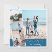 Einfaches, modernes, fröhliches, blaues Foto Feiertagskarte (Vorderseite)