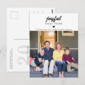 Einfaches modernes fröhliches New Year Heart Foto Postkarte (Vorne/Hinten)