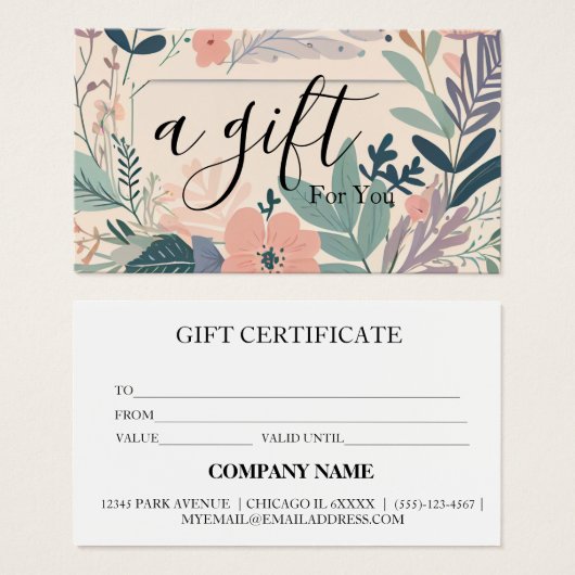 Einfaches & modernes Geschäft Geschenkgutschein (Vorne & Hinten)