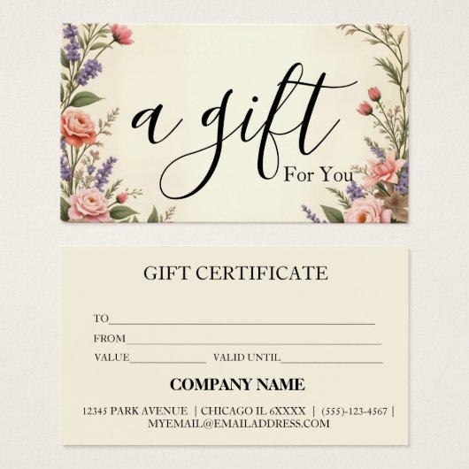 Einfaches & modernes Geschäft Geschenkgutschein (Vorne & Hinten)