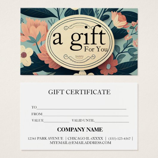 Einfaches & modernes Geschäft Geschenkgutschein (Vorne & Hinten)